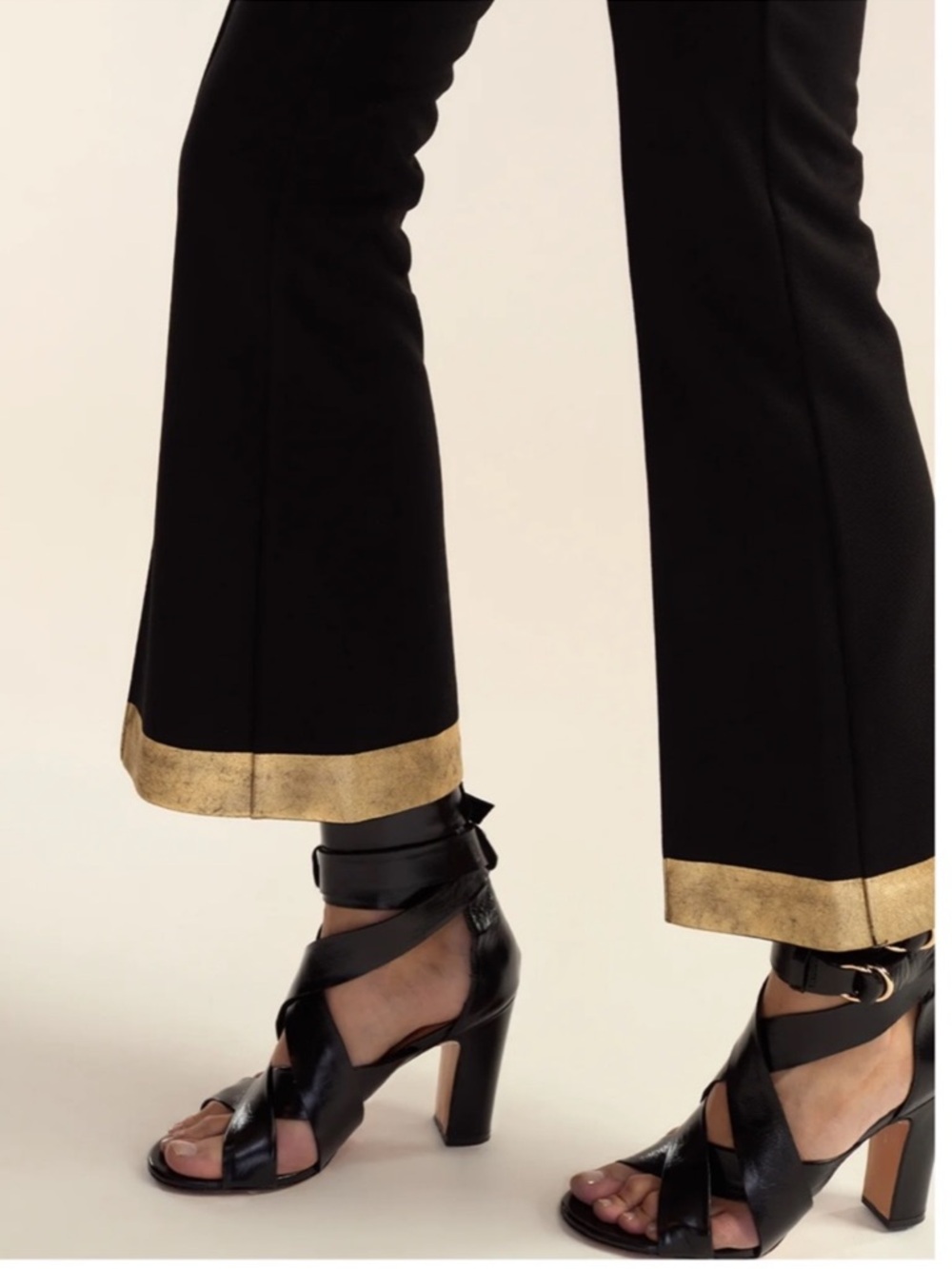 Cynthia Rowley Athena Gold Hem Cropped Pants NWT Size 6 - Picture 5 of 10